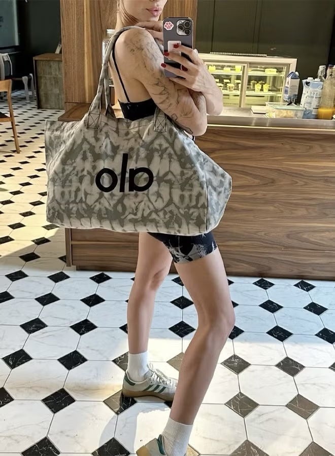 ألو يوغا حقيبة تسوق ALO للنساء، حقيبة رياضية نسائية، حقيبة كتف نسائية، حقيبة يد قماشية نسائية، حقيبة تسوق كبيرة السعة صديقة للبيئة 50 سم - Image 5